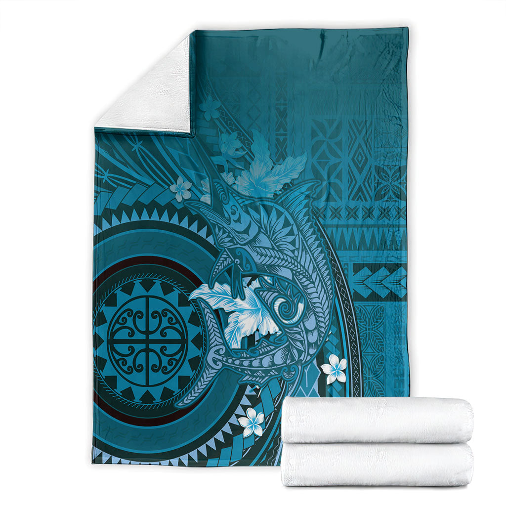 Samoa Tatau Marlin Blanket With Siapo Motifs Teal LT05 - Polynesian Pride