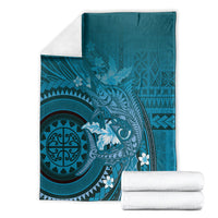 Samoa Tatau Marlin Blanket With Siapo Motifs Teal LT05 - Polynesian Pride