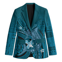 Samoa Tatau Marlin Blazer With Siapo Motifs Teal LT05 Unisex Teal - Polynesian Pride