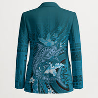 Samoa Tatau Marlin Blazer With Siapo Motifs Teal LT05 - Polynesian Pride