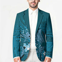 Samoa Tatau Marlin Blazer With Siapo Motifs Teal LT05 - Polynesian Pride