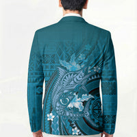 Samoa Tatau Marlin Blazer With Siapo Motifs Teal LT05 - Polynesian Pride