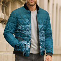 Samoa Tatau Marlin Bomber Puffer Jacket With Siapo Motifs Teal LT05 - Polynesian Pride
