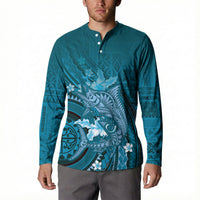 Samoa Tatau Marlin Button Sweatshirt With Siapo Motifs Teal