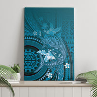 Samoa Tatau Marlin Canvas Wall Art With Siapo Motifs Teal LT05 - Polynesian Pride