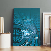 Samoa Tatau Marlin Canvas Wall Art With Siapo Motifs Teal LT05 - Polynesian Pride