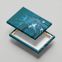 Samoa Tatau Marlin Canvas Wall Art With Siapo Motifs Teal LT05 - Polynesian Pride