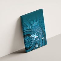 Samoa Tatau Marlin Canvas Wall Art With Siapo Motifs Teal LT05 - Polynesian Pride