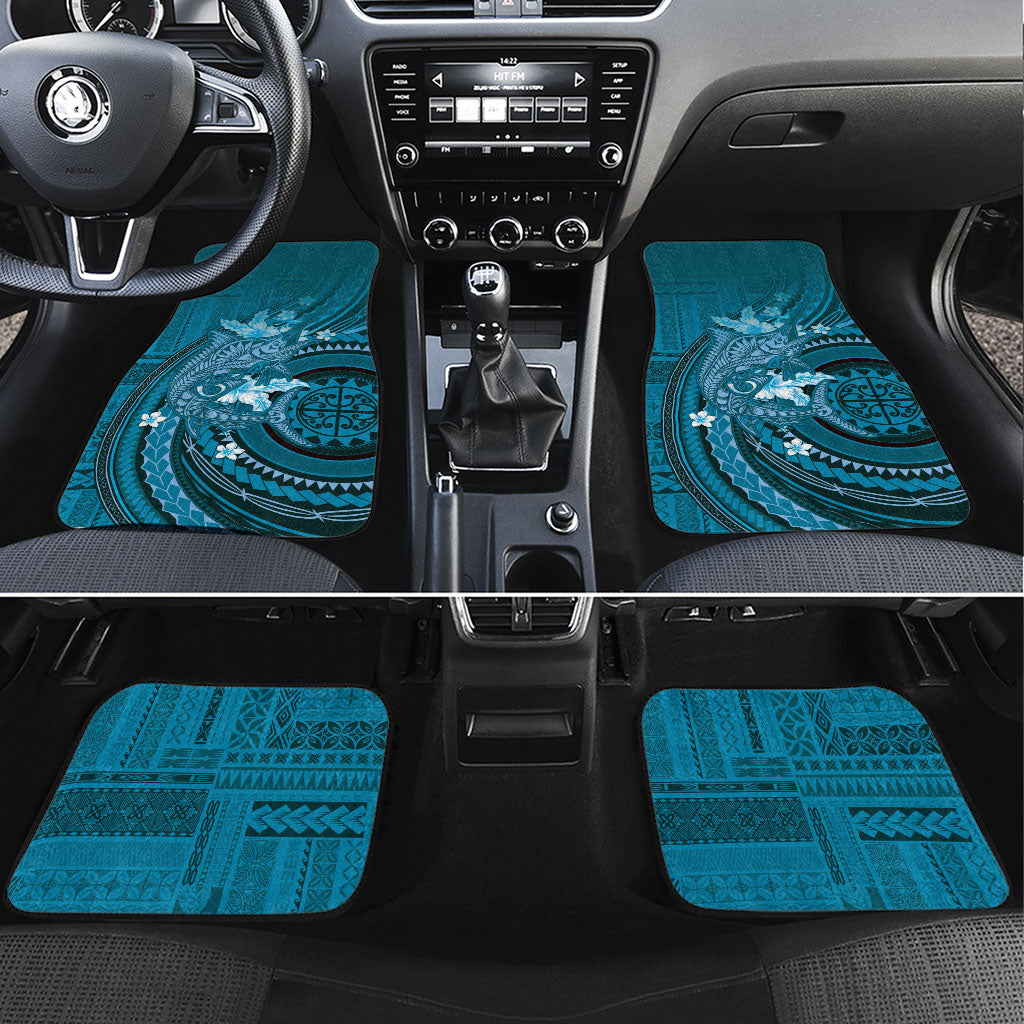 Samoa Tatau Marlin Car Mats With Siapo Motifs Teal LT05 Set 4pcs Teal - Polynesian Pride