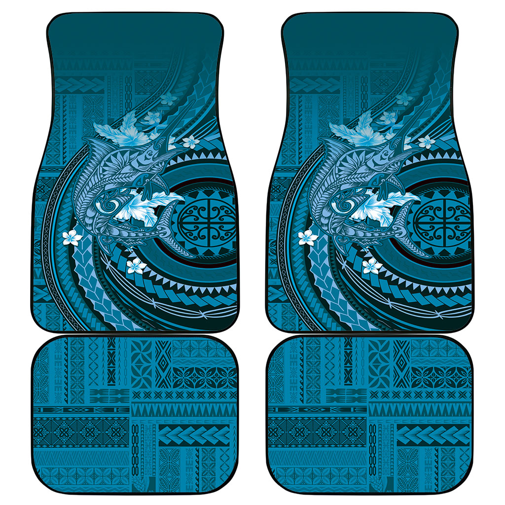 Samoa Tatau Marlin Car Mats With Siapo Motifs Teal LT05 - Polynesian Pride
