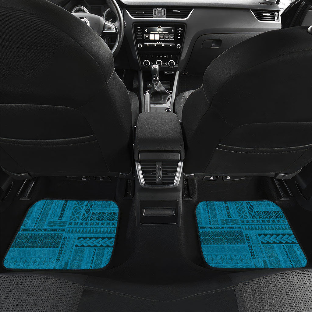 Samoa Tatau Marlin Car Mats With Siapo Motifs Teal LT05 Set 2pcs - Back Teal - Polynesian Pride