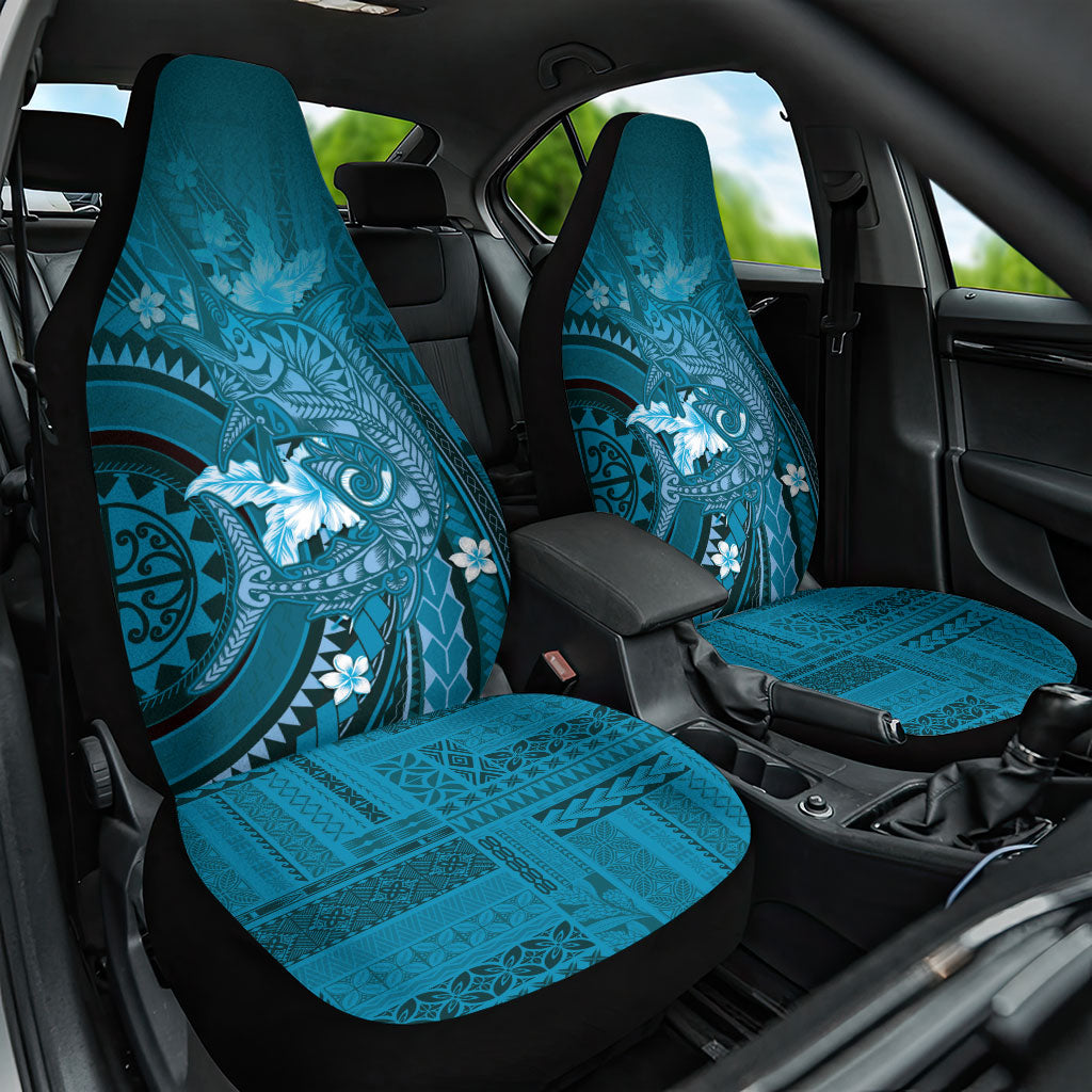 Samoa Tatau Marlin Car Seat Cover With Siapo Motifs Teal LT05 One Size Teal - Polynesian Pride