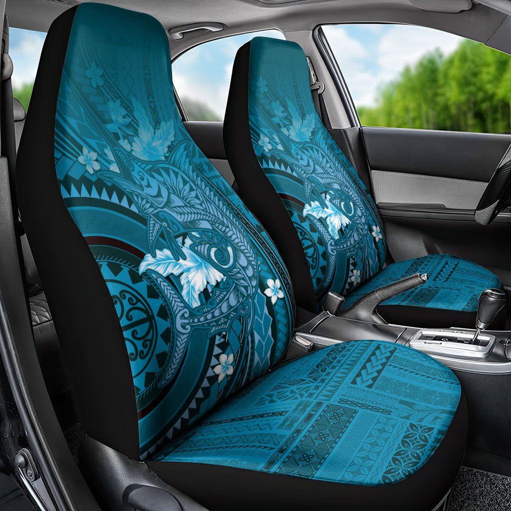 Samoa Tatau Marlin Car Seat Cover With Siapo Motifs Teal LT05 - Polynesian Pride