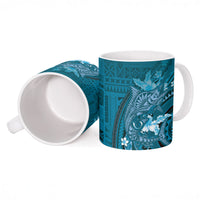 Samoa Tatau Marlin Ceramic Mug With Siapo Motifs Teal LT05 - Polynesian Pride