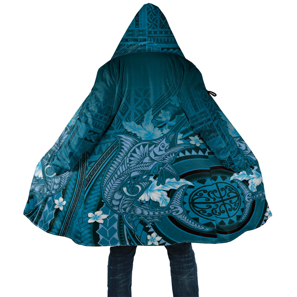 Samoa Tatau Marlin Cloak With Siapo Motifs Teal LT05 Unisex Teal - Polynesian Pride