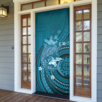 Samoa Tatau Marlin Door Cover With Siapo Motifs Teal