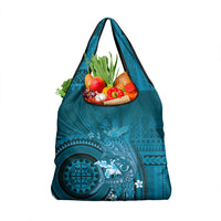 Samoa Tatau Marlin Grocery Bag With Siapo Motifs Teal LT05 1-pack One Size Teal - Polynesian Pride