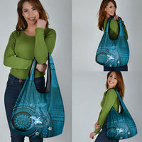 Samoa Tatau Marlin Grocery Bag With Siapo Motifs Teal LT05 - Polynesian Pride