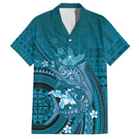 Samoa Tatau Marlin Hawaiian Shirt With Siapo Motifs Teal LT05 Teal - Polynesian Pride
