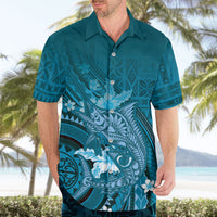 Samoa Tatau Marlin Hawaiian Shirt With Siapo Motifs Teal LT05 - Polynesian Pride