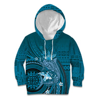 Samoa Tatau Marlin Kid Hoodie With Siapo Motifs Teal LT05 Hoodie Teal - Polynesian Pride