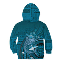 Samoa Tatau Marlin Kid Hoodie With Siapo Motifs Teal LT05 - Polynesian Pride