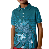 Samoa Tatau Marlin Kid Polo Shirt With Siapo Motifs Teal LT05 Kid Teal - Polynesian Pride