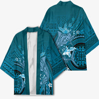 Samoa Tatau Marlin Kimono With Siapo Motifs Teal LT05 - Polynesian Pride