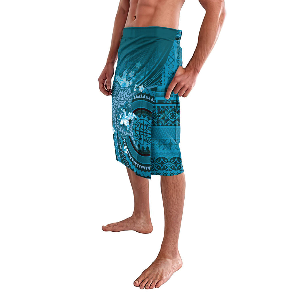 Samoa Tatau Marlin Lavalava With Siapo Motifs Teal LT05 - Polynesian Pride