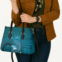 Samoa Tatau Marlin Leather Bag With Siapo Motifs Teal LT05 - Polynesian Pride