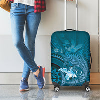 Samoa Tatau Marlin Luggage Cover With Siapo Motifs Teal LT05 - Polynesian Pride