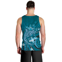 Samoa Tatau Marlin Men Tank Top With Siapo Motifs Teal LT05 - Polynesian Pride