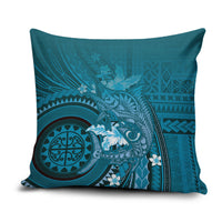 Samoa Tatau Marlin Pillow Cover With Siapo Motifs Teal LT05 Teal - Polynesian Pride