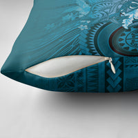 Samoa Tatau Marlin Pillow Cover With Siapo Motifs Teal LT05 - Polynesian Pride