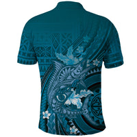 Samoa Tatau Marlin Polo Shirt With Siapo Motifs Teal LT05 - Polynesian Pride