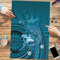 Samoa Tatau Marlin Puzzle With Siapo Motifs Teal LT05 Teal - Polynesian Pride
