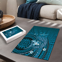 Samoa Tatau Marlin Puzzle With Siapo Motifs Teal LT05 - Polynesian Pride