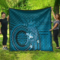 Samoa Tatau Marlin Quilt With Siapo Motifs Teal LT05 - Polynesian Pride
