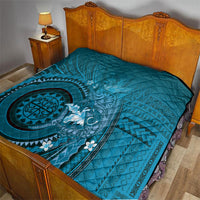 Samoa Tatau Marlin Quilt With Siapo Motifs Teal LT05 - Polynesian Pride