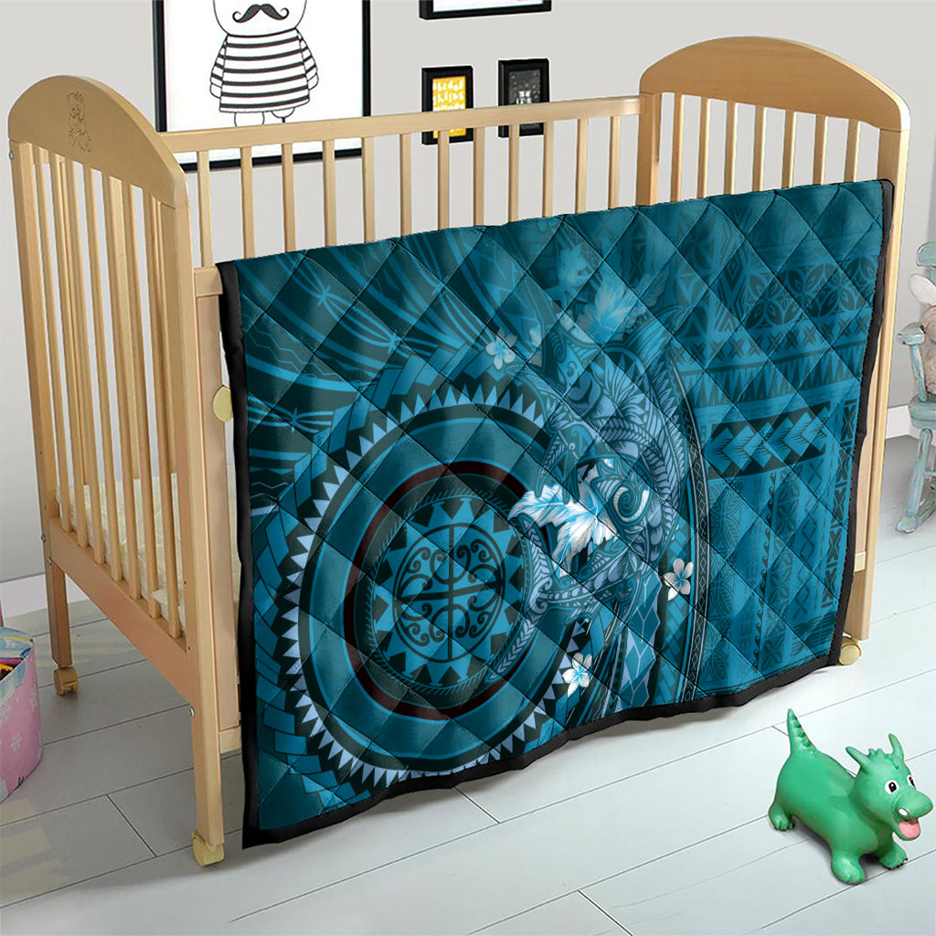 Samoa Tatau Marlin Quilt With Siapo Motifs Teal LT05 - Polynesian Pride