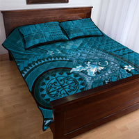 Samoa Tatau Marlin Quilt Bed Set With Siapo Motifs Teal LT05 - Polynesian Pride