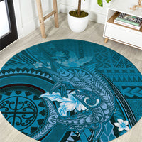 Samoa Tatau Marlin Round Carpet With Siapo Motifs Teal LT05 Teal - Polynesian Pride