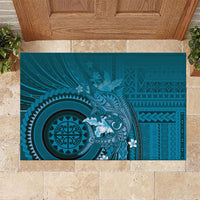Samoa Tatau Marlin Rubber Doormat With Siapo Motifs Teal LT05 Teal - Polynesian Pride
