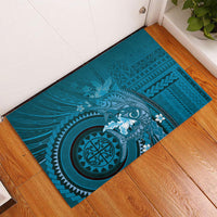 Samoa Tatau Marlin Rubber Doormat With Siapo Motifs Teal LT05 - Polynesian Pride