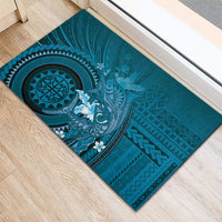 Samoa Tatau Marlin Rubber Doormat With Siapo Motifs Teal LT05 - Polynesian Pride