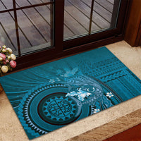 Samoa Tatau Marlin Rubber Doormat With Siapo Motifs Teal LT05 - Polynesian Pride
