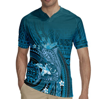 Samoa Tatau Marlin Rugby Jersey With Siapo Motifs Teal LT05 - Polynesian Pride