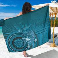Samoa Tatau Marlin Sarong With Siapo Motifs Teal LT05 One Size 44 x 66 inches Teal - Polynesian Pride