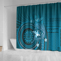 Samoa Tatau Marlin Shower Curtain With Siapo Motifs Teal LT05 - Polynesian Pride