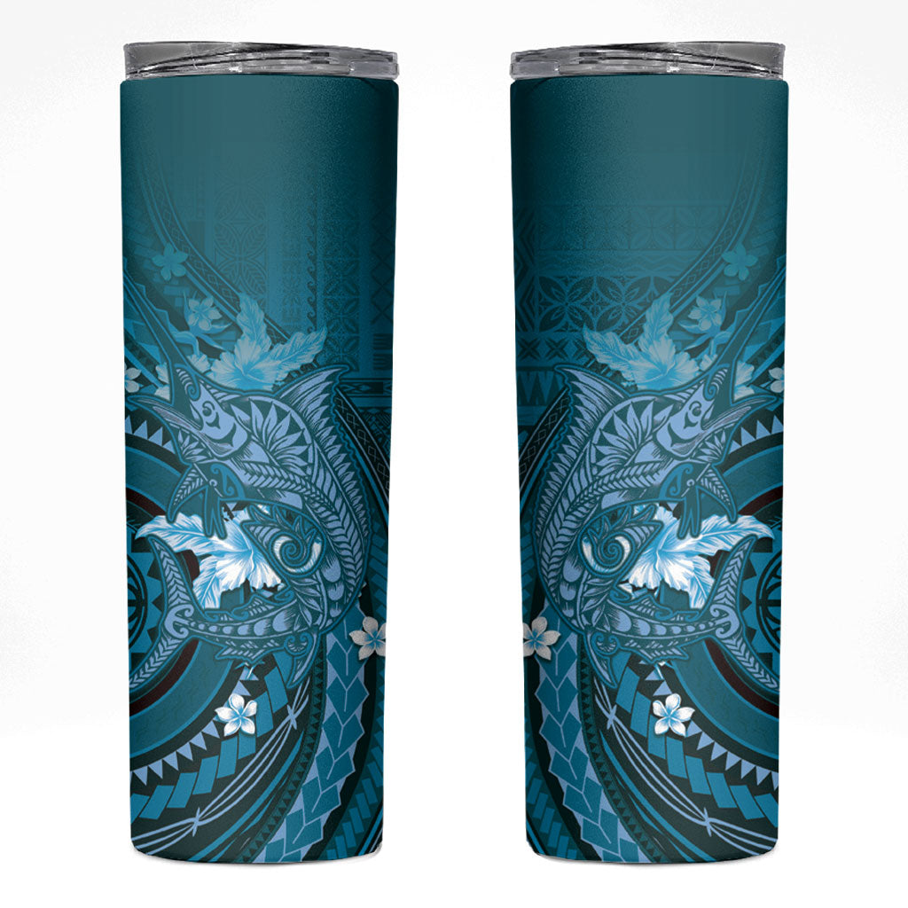 Samoa Tatau Marlin Skinny Tumbler With Siapo Motifs Teal